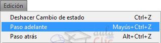 Paso adelante en el menú Edición