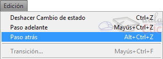 Paso atrás en el menú Edición