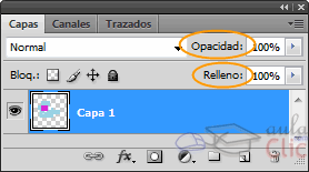 Dónde encontrar las opciones de Opacidad y Relleno