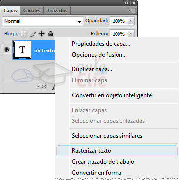 Rasterizar capa en menu contextual