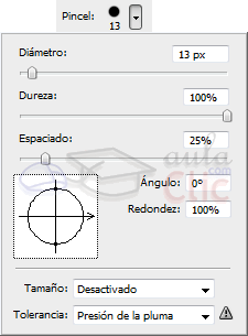 Desplegable de configuración del pincel del Borrrador de fondos